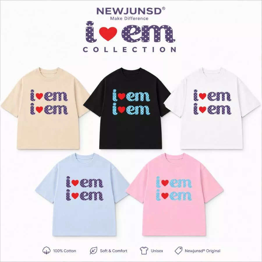 Áo Thun Boxy Local Brand Tay Ngắn Cotton 280gsm "I Love Em" Áo Phông Form Rộng Unisex Nam Nữ