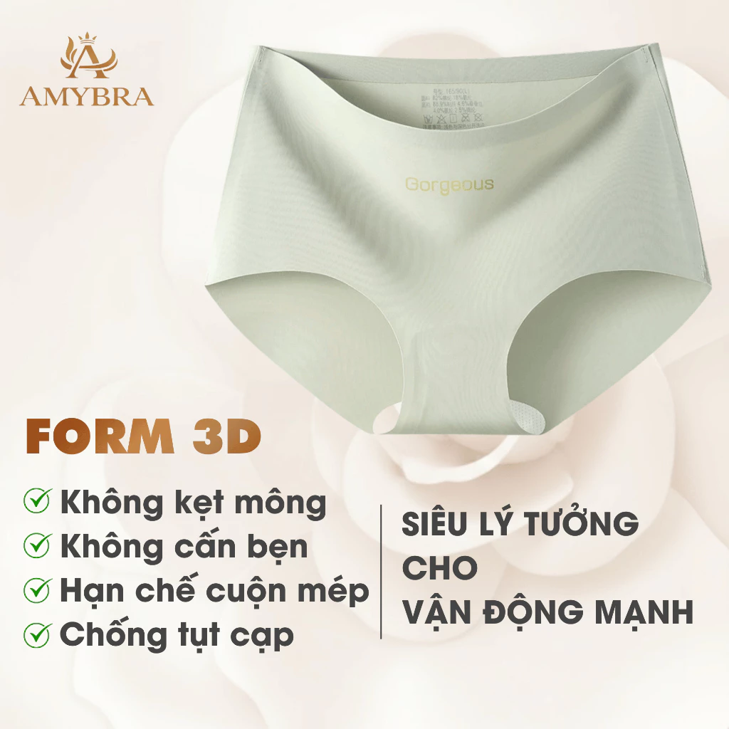 Quần Lót Nữ Đúc Su Cao Cấp Không Lộ Viền, Quần Chip Nữ Cạp Vừa Đáy Dán Kháng Khuẩn AMYBRA L057