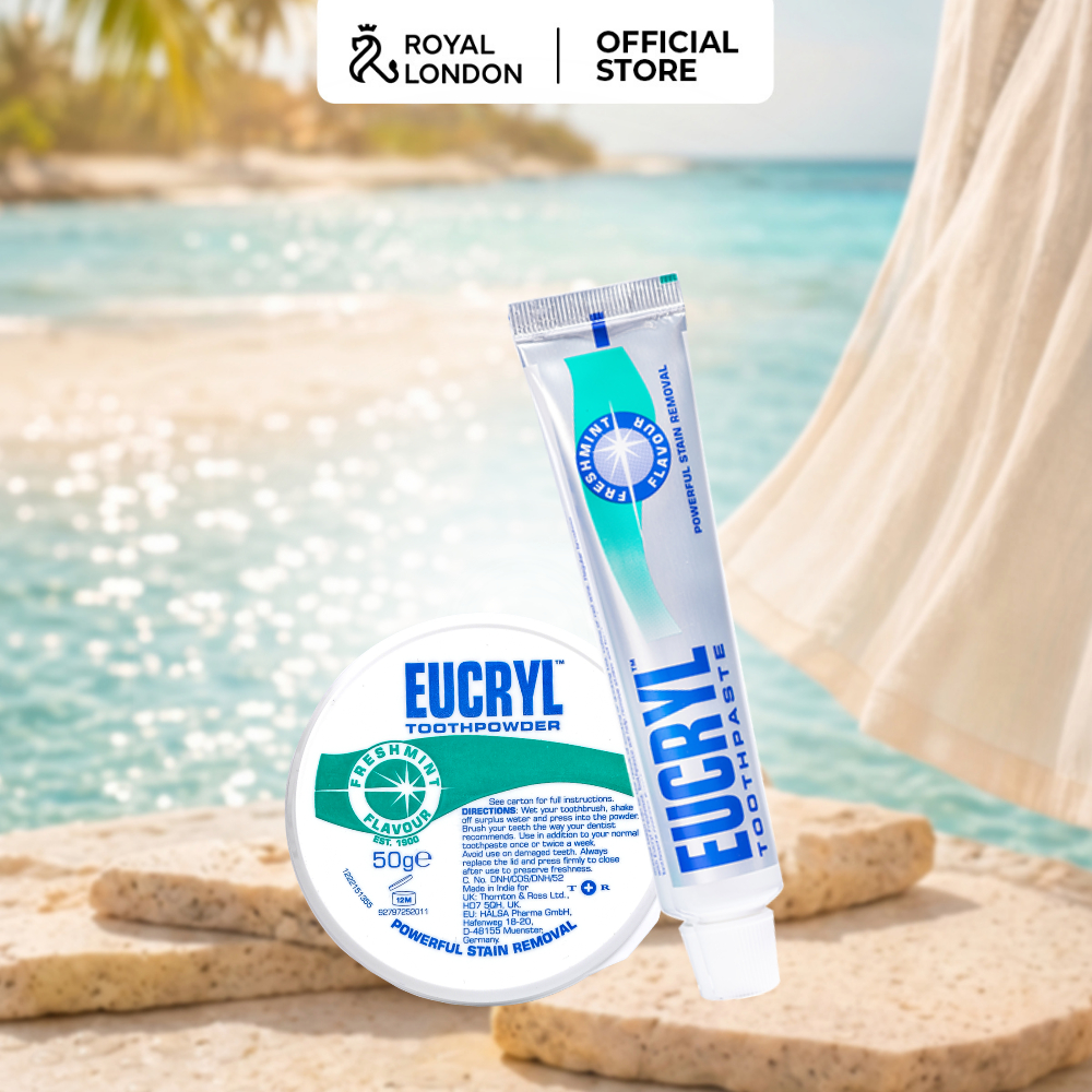 Combo Kem đánh răng Eucryl 62g + Bột tẩy trắng răng Eucryl 50g