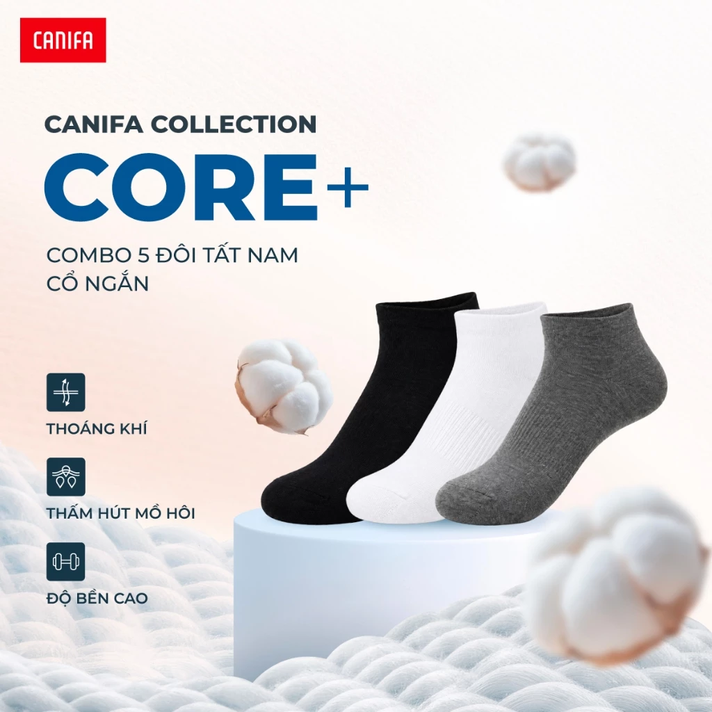 Combo 5 đôi tất nam cổ ngắn CANIFA thoáng khí 8AX25A011