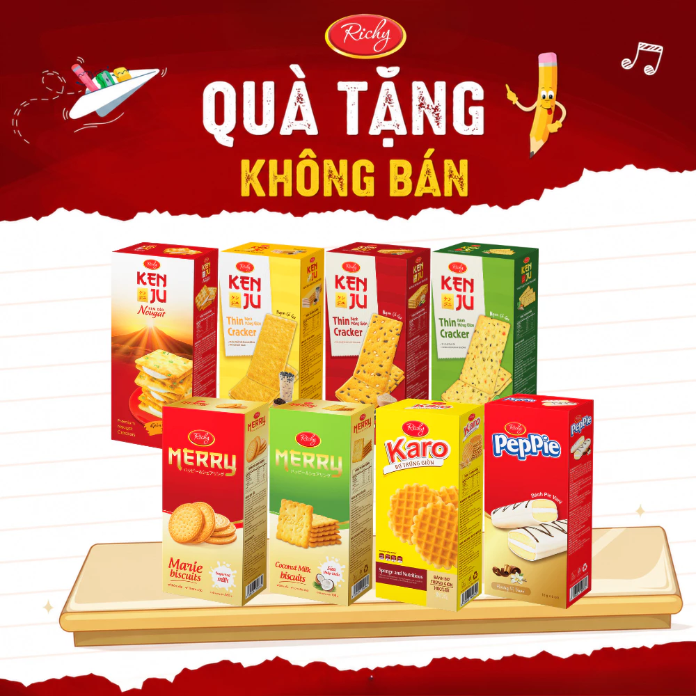 [Quà Tặng Không Bán] Hộp Bánh Giòn Các Vị: Trà Sữa, Đậu Nành Mè, Bơ Trứng Giòn, Rau củ, Quy Sữa, Sữa Dừa