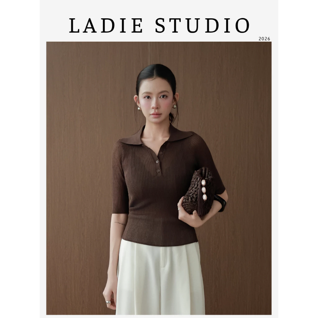 [LADIE STUDIO] Áo Len Cổ Polo Tay Ngắn – Áo len nữ cổ polo thanh lịch AO35