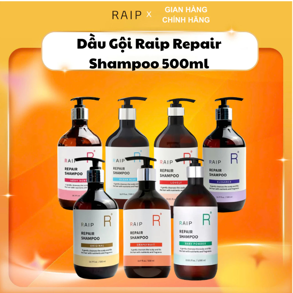 [Chính Hãng] Dầu Gội Đầu Raip Repair Shampoo 500ml Phục Hồi Tóc Khô Xơ, Mềm Mượt Tự Nhiên (Đủ Mùi Hương)