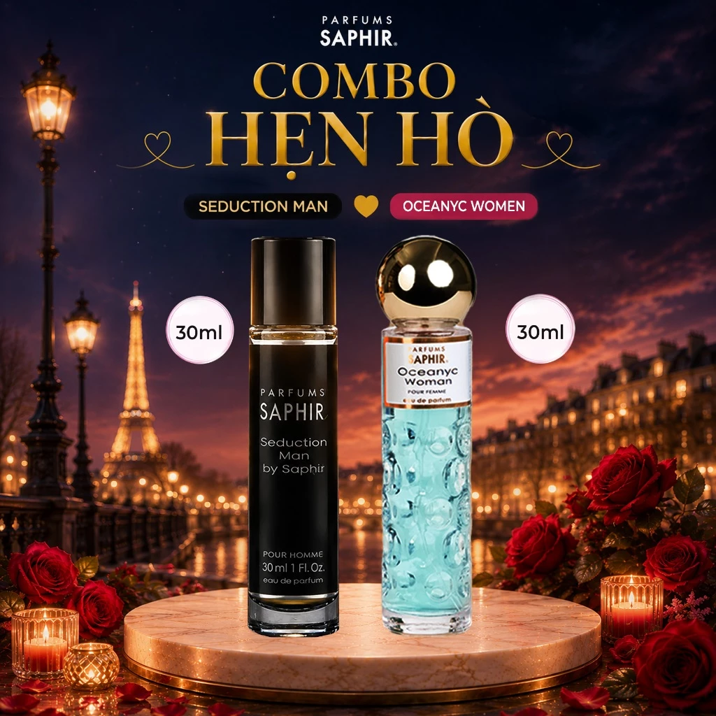 [COMBO HẸN HÒ] Nước Hoa Nam Nữ Saphir Parfums Cao Cấp Tây Ban Nha, Hương Thơm Tinh Tế, Quyến Rũ