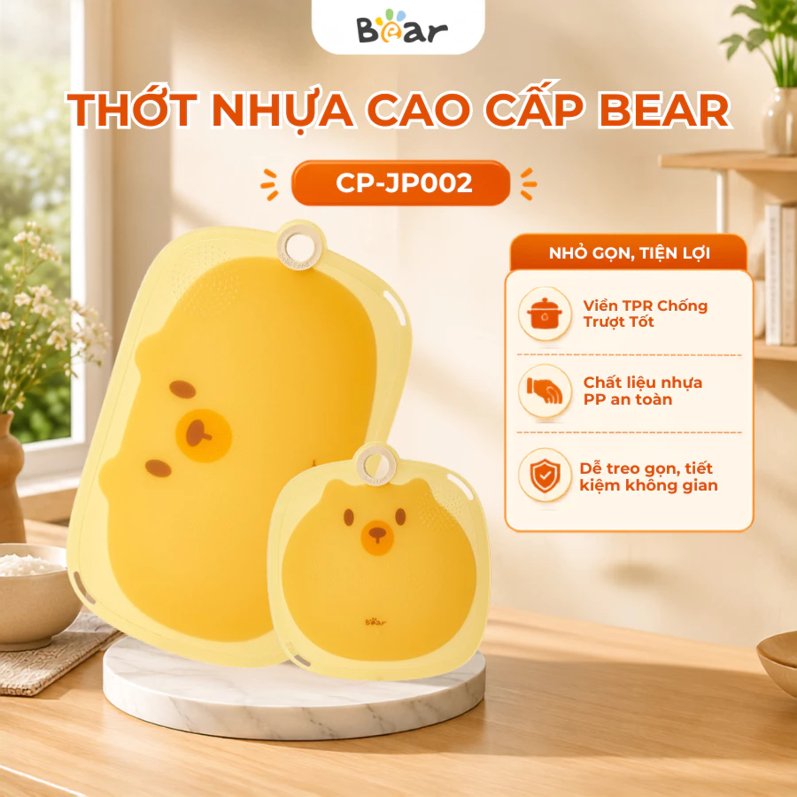 Thớt Nhựa Cao Cấp Bear CP-JP002, Viền TPR Chống Trượt, Dễ Treo Gọn,Tiết Kiệm Không Gian, Dễ Vệ Sinh