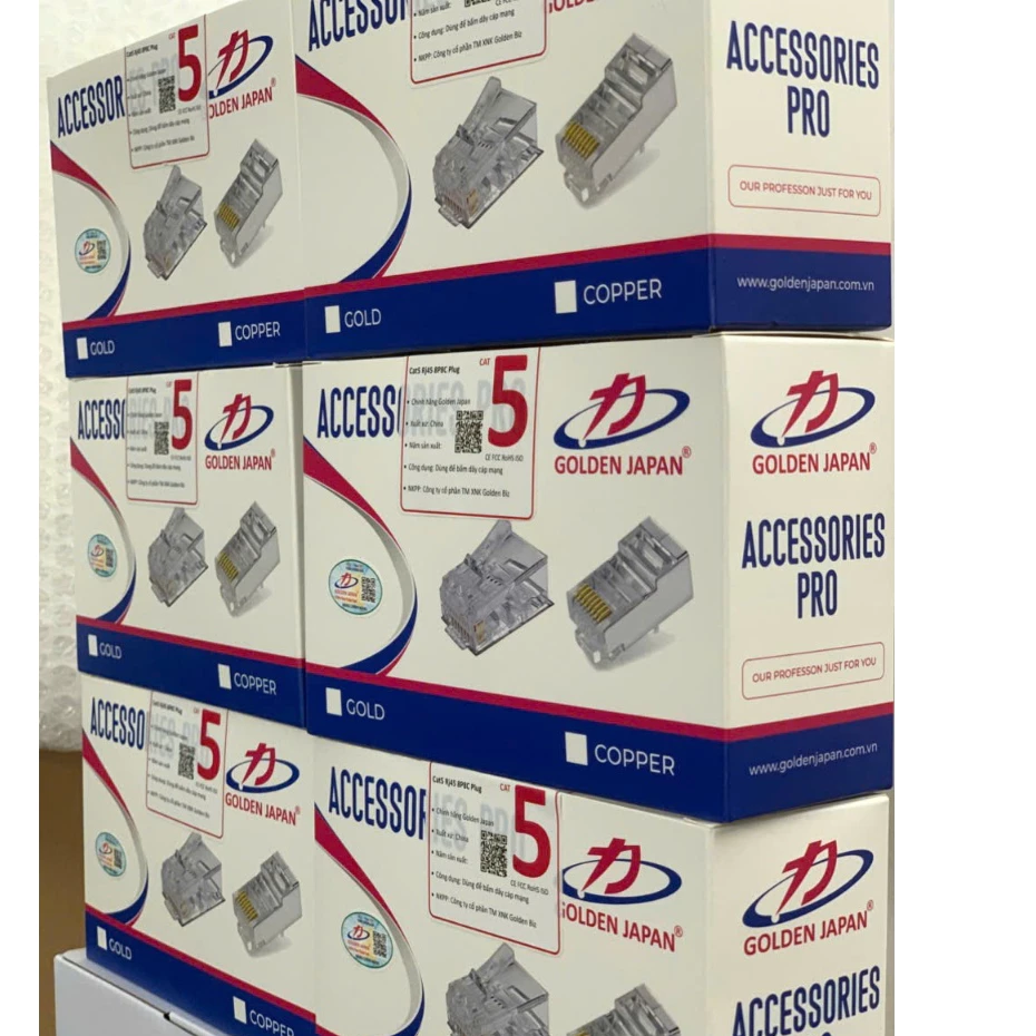 Túi Hạt Mạng 100 Đầu RJ45 UTP Cat 5 GOLDEN JAPAN