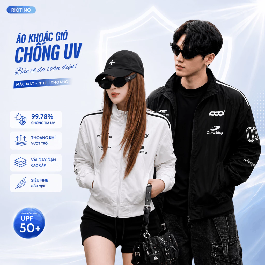 [ Chống UV ] Áo khoác gió thể thao nam nữ Daily Wear, Vải co giãn, Chống nắng, trượt nước, cản gió nhẹ, RIOTINO AG05