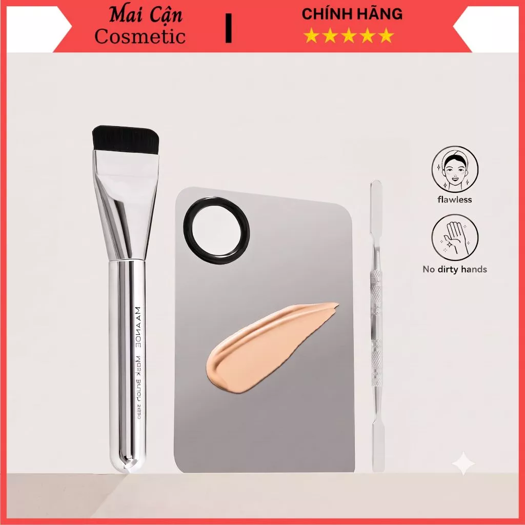 Khay Tán Nền Inox Cao Cấp Mai Cận Shop Kèm Que Trộn - Bảng Pha Kem Nền, Triệt Sắc, Son Môi Chuyên Nghiệp