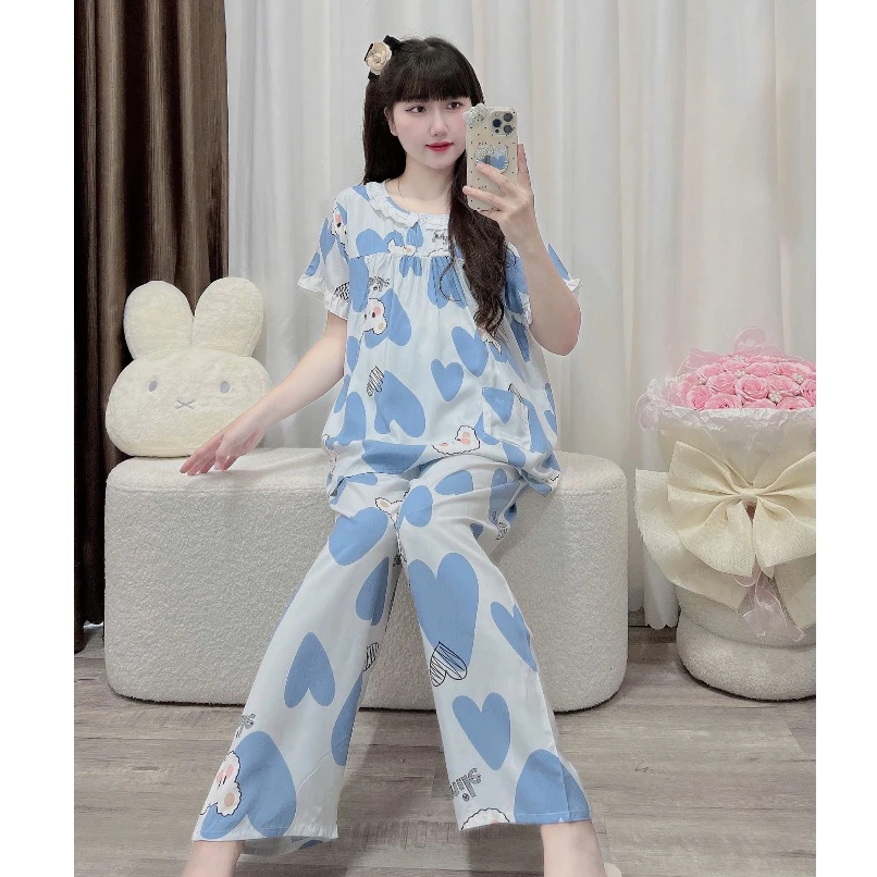 (Có size đến 100kg)Bộ đồ bầu và sau sinh bigsize chất lanh lụa dáng tay ngắn quần dài cực đẹp