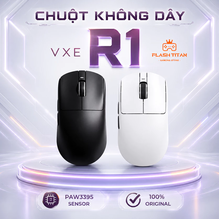 Chuột không dây VGN VXE R1 - VXE R1 SE - Trọng lượng nhẹ - PAW3395 Sensor - Chuột máy tính bluetooth