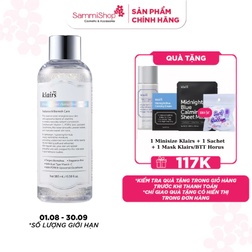 Dear, Klairs Nước hoa hồng Freshly Juiced Vitamin Essence Toner 180ml