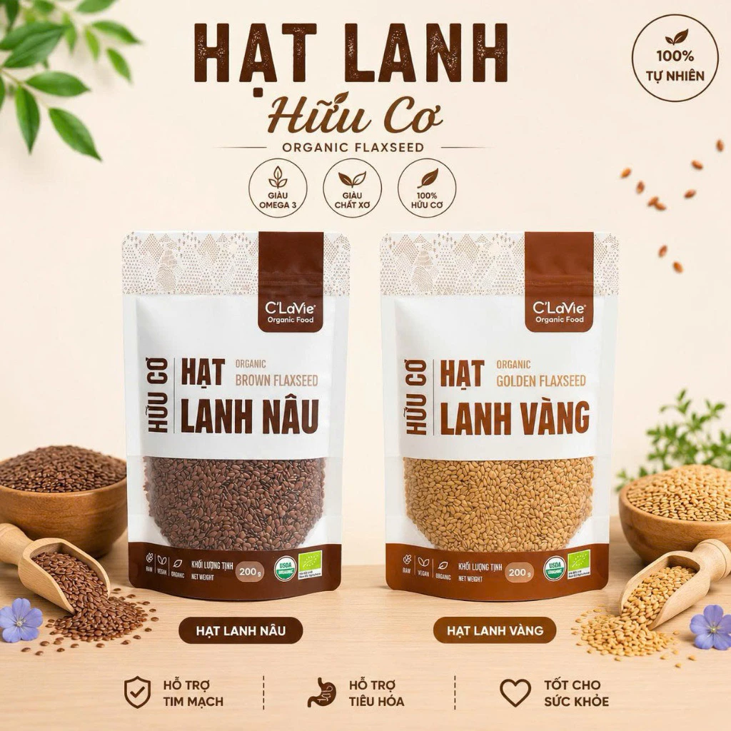 Hạt Lanh Hữu Cơ Cao Cấp Không Biến Đổi Gen 200g