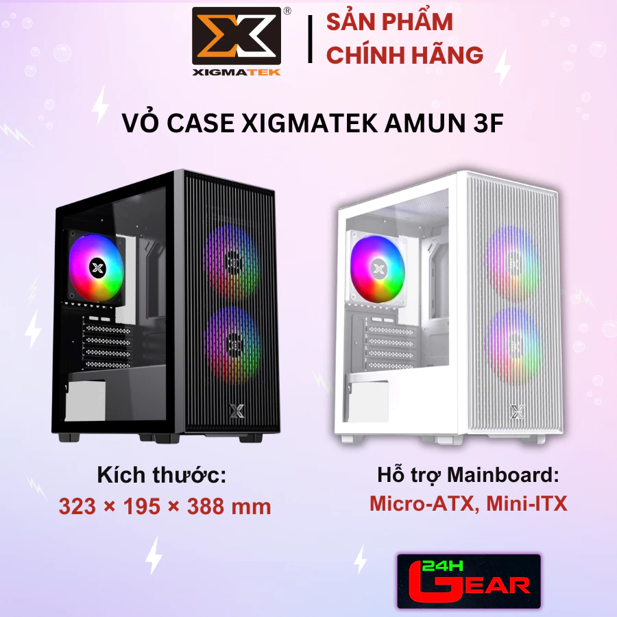Vỏ máy tính Case Xigmatek Amun 3F ARCTIC (Kèm 3 Fan / Hỗ trợ main:Micro-ATX, Mini-ITX) Chính Hãng