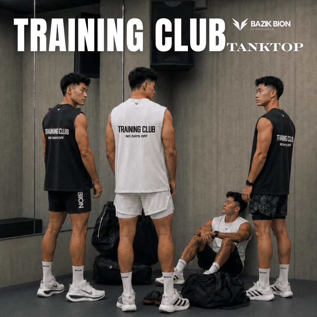 Áo Tanktop Thể Thao Bazik Training Club Vai Rộng Oversize Co Giãn, Thoáng Khí, Đa Năng Vận Động - A26