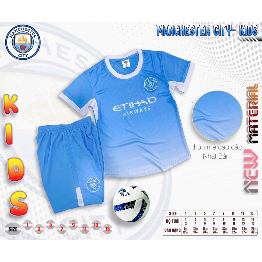 Man City Biển Bộ Bóng Đá Thun Mè cao cấp in tên số