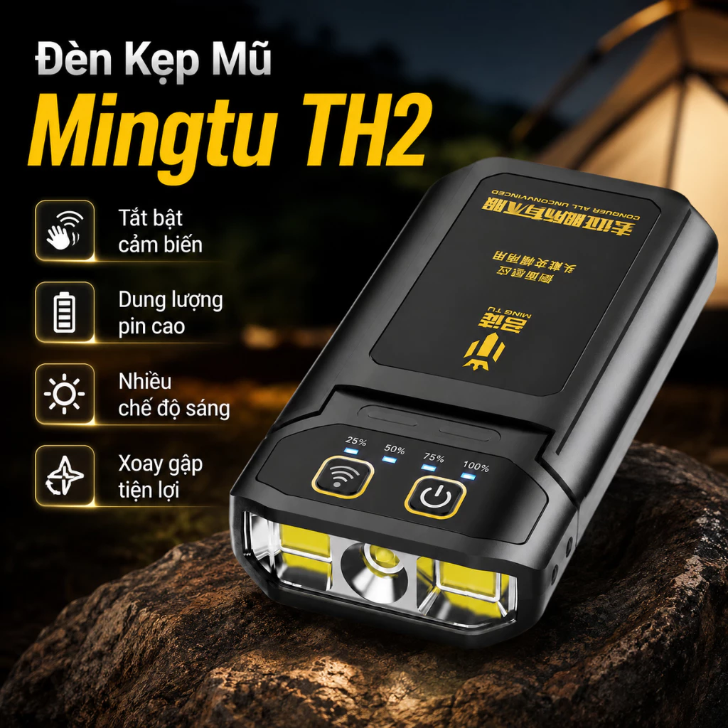 Đèn Kẹp Mũ Mingtu Thế Hệ 2 Cảm Biến Tiện Lợi Ánh Sáng Led Nhiều Chế Độ Điều Chỉnh Gập Hỗ Trợ Câu Đêm