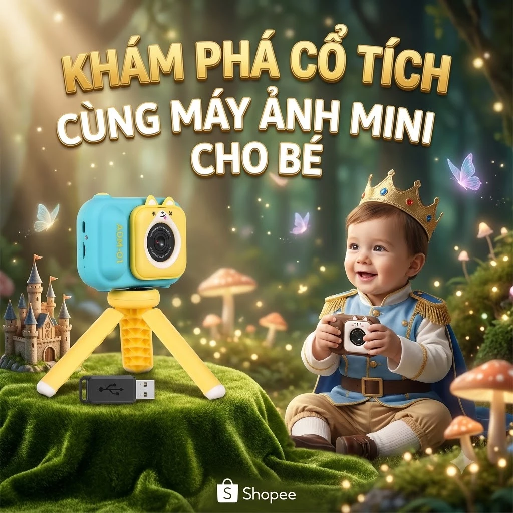 Máy Ảnh Cho Bé Kỹ Thuật Số Mini Độ Phân Giải 1080P 48MP Màn Hình 2.4 Inch IPS