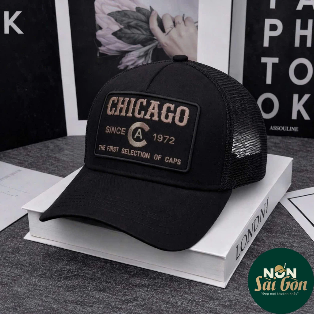 Nón kết, mũ lưỡi trai CHICAGO vải Kaki đẹp phối lưới Form chuẩn (Ảnh thật)