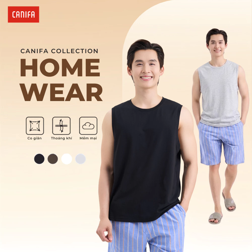 Combo 2 áo ba lỗ nam CANIFA áo mặc nhà sát nách PS26 8LA26A003