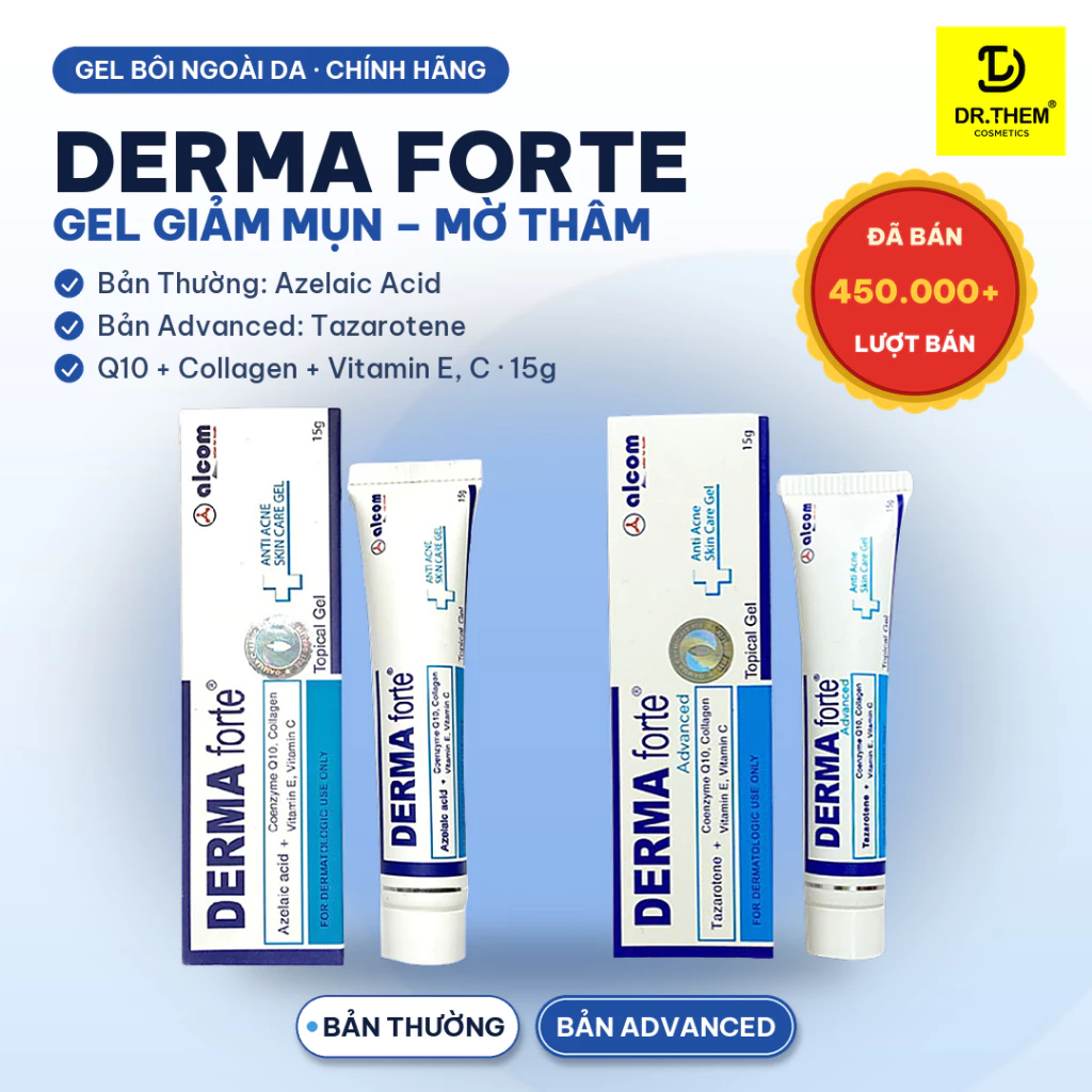 Derma Forte 15g - Gamma, Bản Thường / Advanced, Gel Giúp Giảm Mụn Trứng Cá, Ngừa Thâm, Mờ Sẹo, Da Dầu Mụn - Dr Thêm