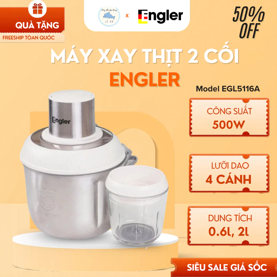 Máy Xay Thịt Engler Động Cơ Mạnh Mẽ, Xay Đa Năng Thực Phẩm, Vận Hành Êm Ái, Thiết Kế Gọn Gàng - Tổng Kho Gia Dụng Lê Hà