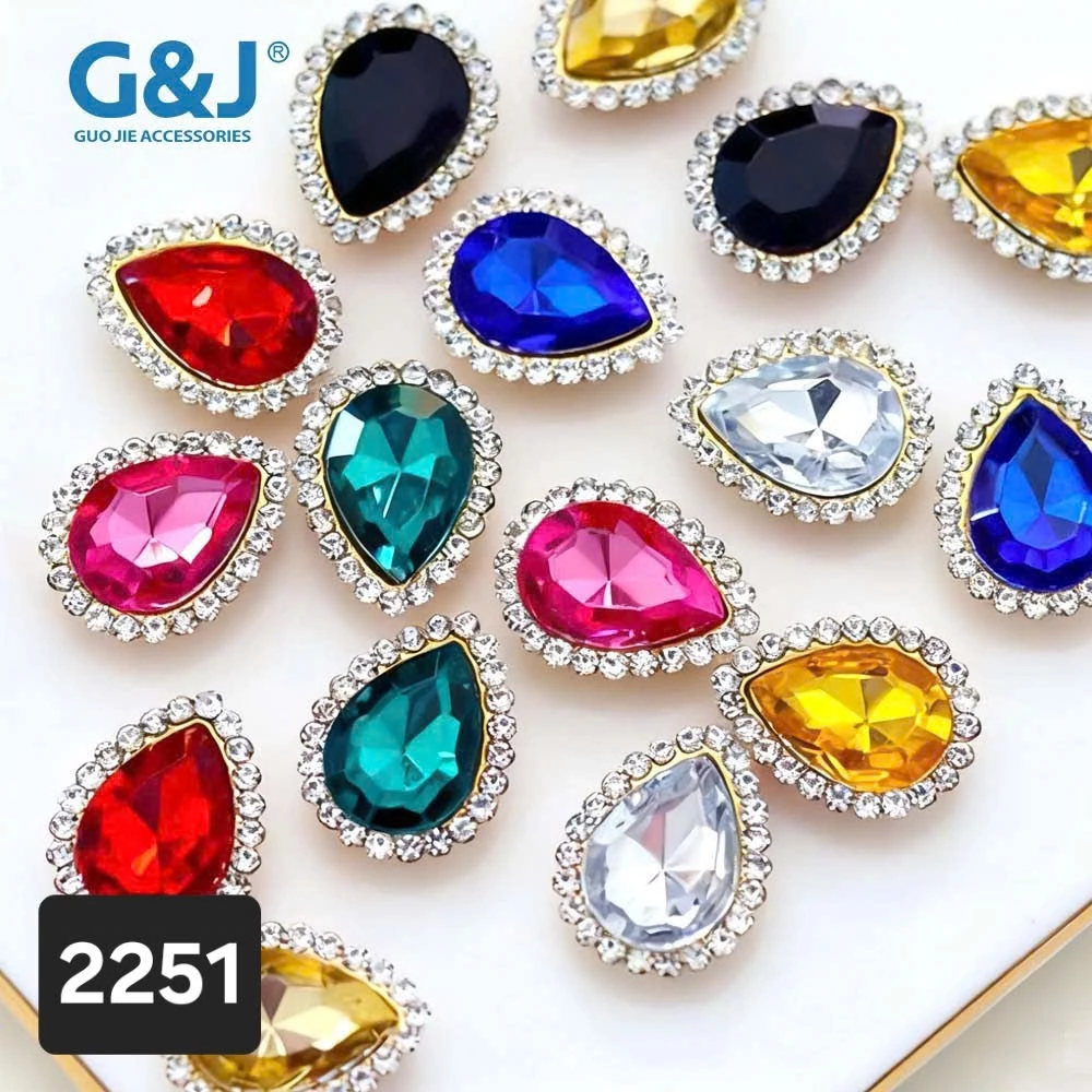 (20 hạt) Hạt nhựa đính đá hình giọt nước 13*18mm, nguyên liệu đính kết, Nguyên liệu làm thủ công
