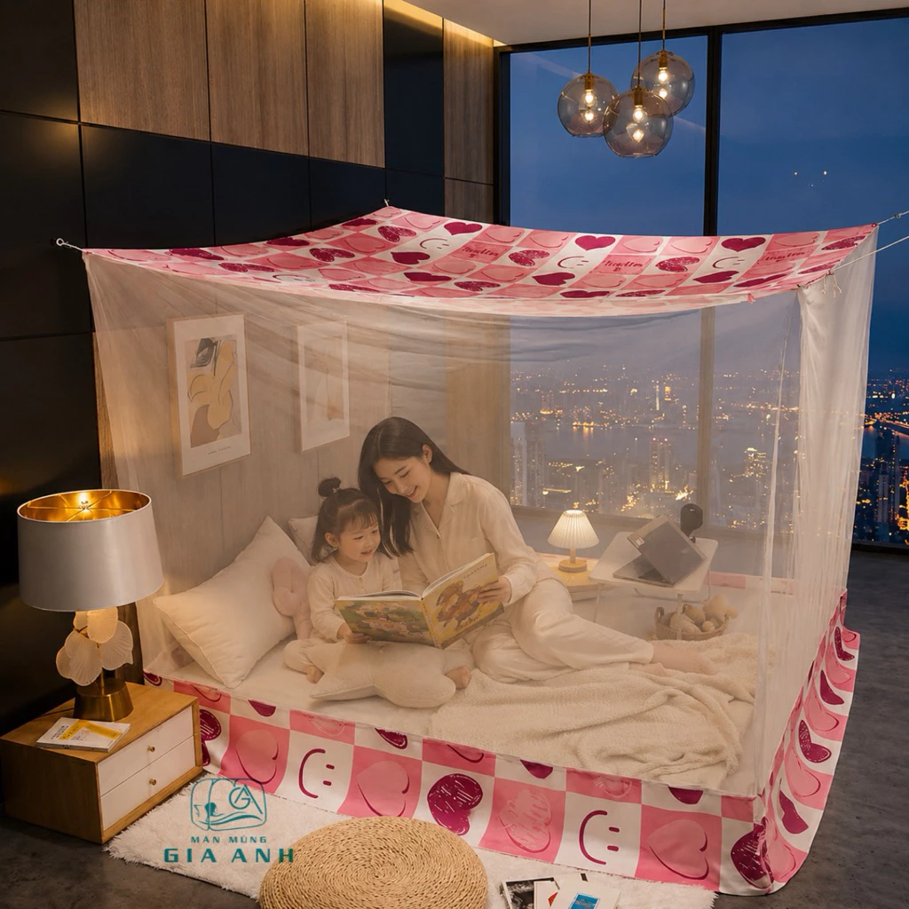 Mùng Dây Mắc Hoạ Tiết Đỉnh Không Cửa - Đầy Đủ Kích Thước - Mang Lại Giấc Ngủ Ngon - Không Gian Tươi Mát
