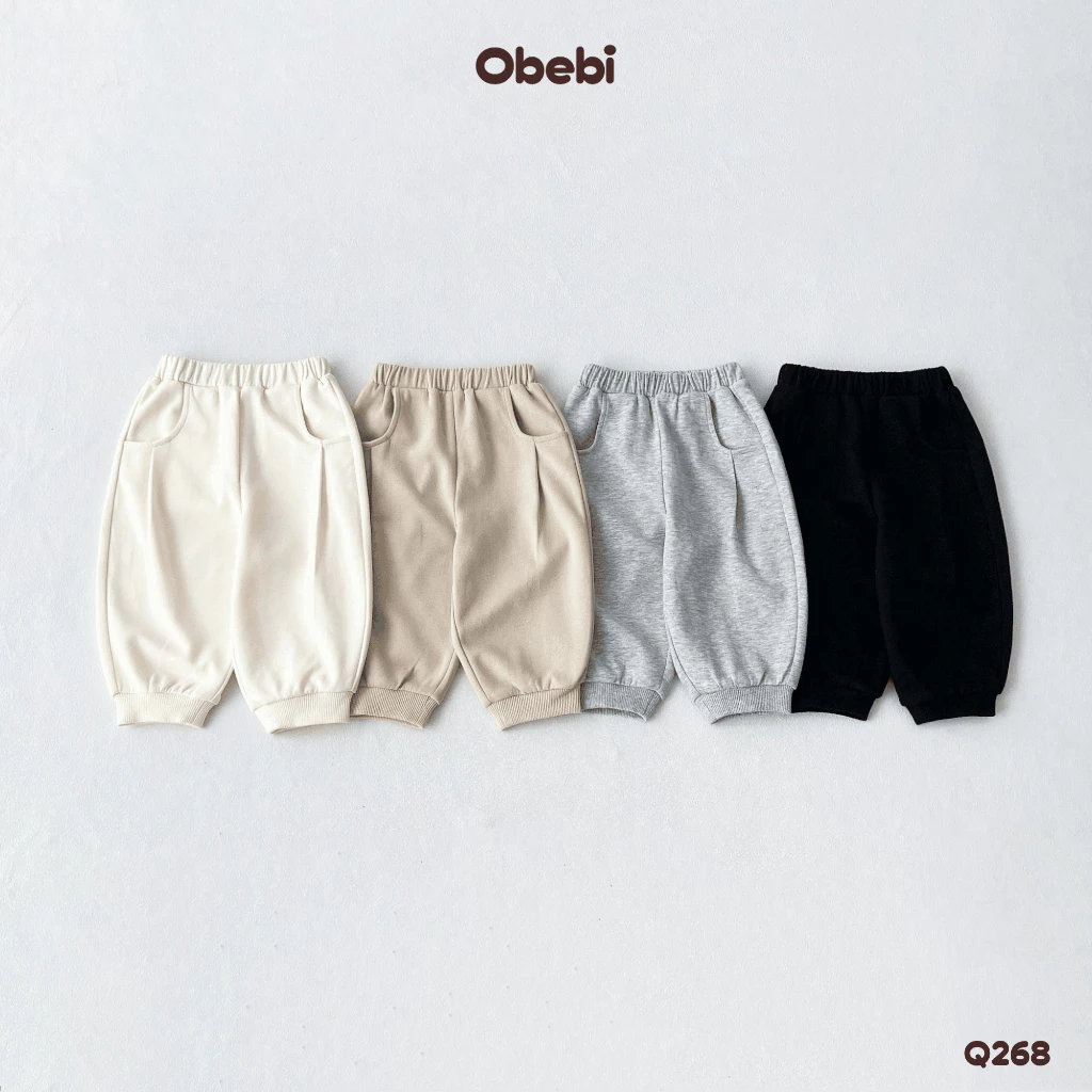 Quần nỉ trẻ em thu đông vải nỉ mềm Obebi Cho Bé Trai Bé Gái Obebi 9-23kg Q268