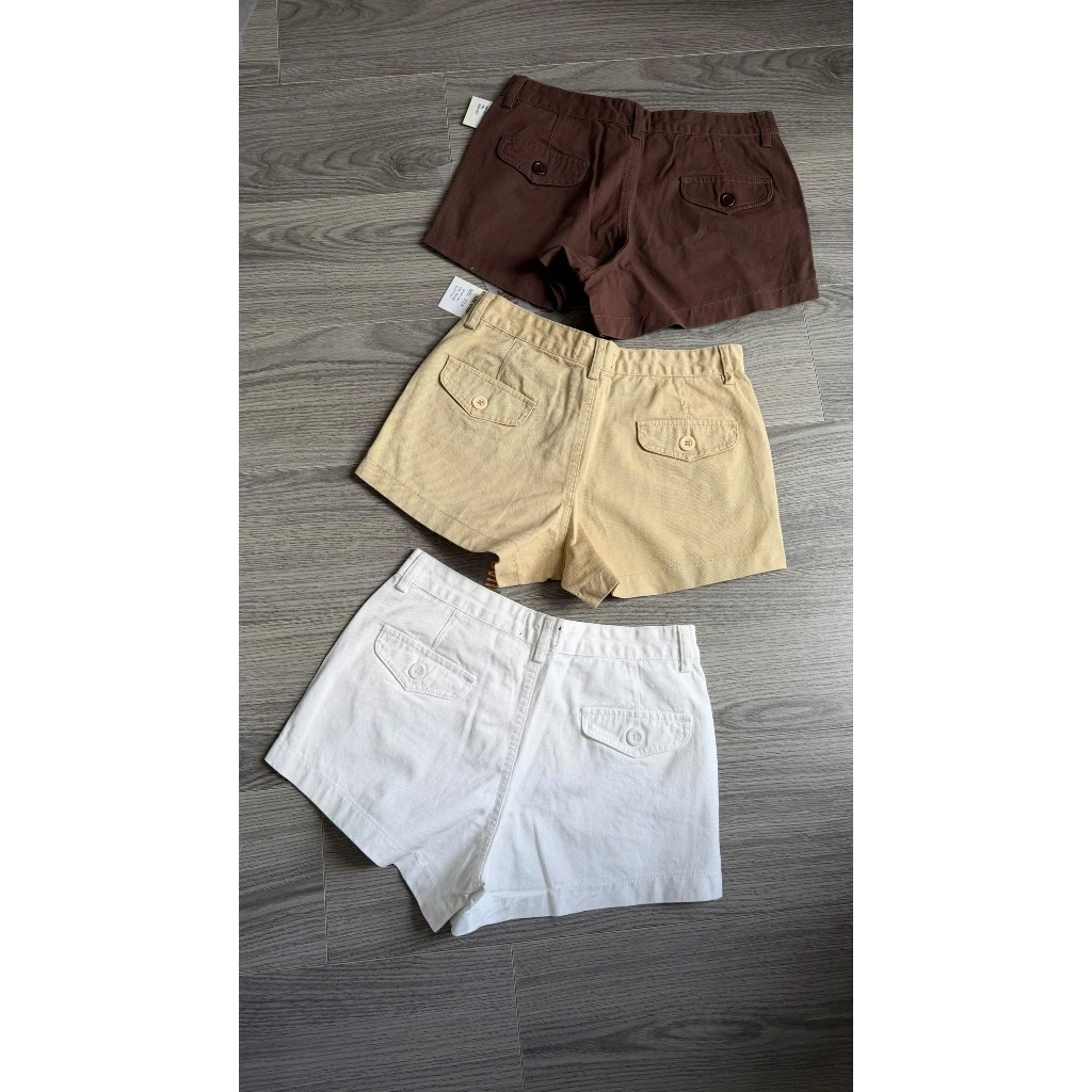 THE QUẠO - Quần Short Nữ Dáng Ngắn Cạp Thấp Vừa Dáng Suông Chất Kaki Thô Mềm Mỏng không co giãn N1407_773