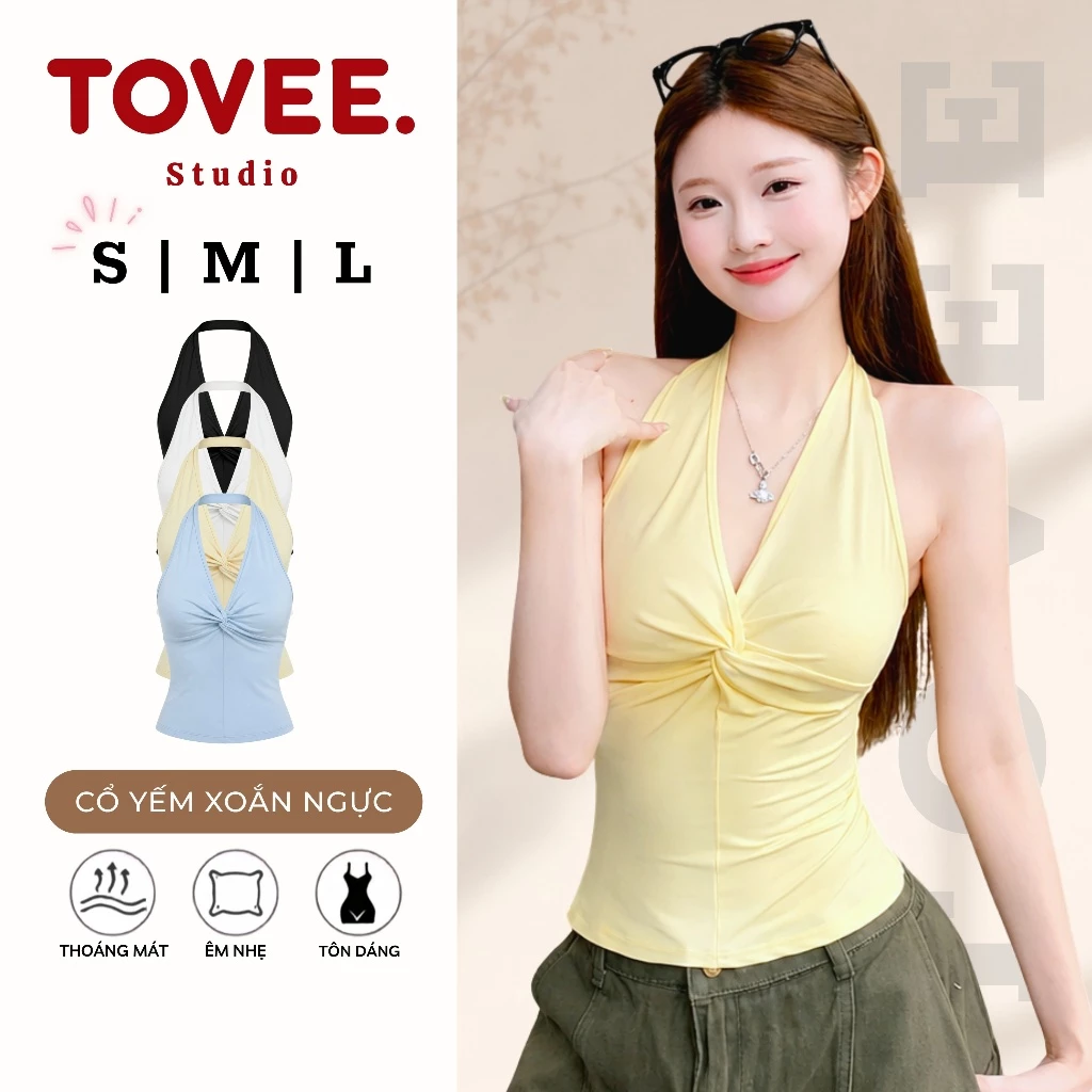 Áo CỔ YẾM XOẮN NGỰC DÁNG DÀI Chất Thun Borip Lụa DD06, Áo Thun Nữ Năng Động Mềm Mát TOVEE