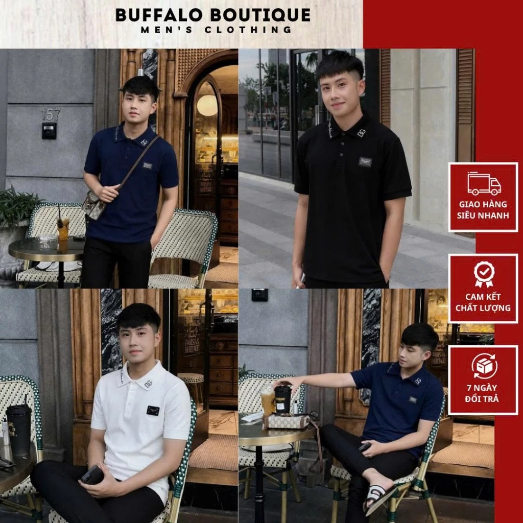 Áo Polo Nam Đôn Chê Đính Tag V2 Bên Ngực Siêu Nét - Polo Nam Nữ Đôn Chê Thêu Logo Cổ Áo Cao Cấp