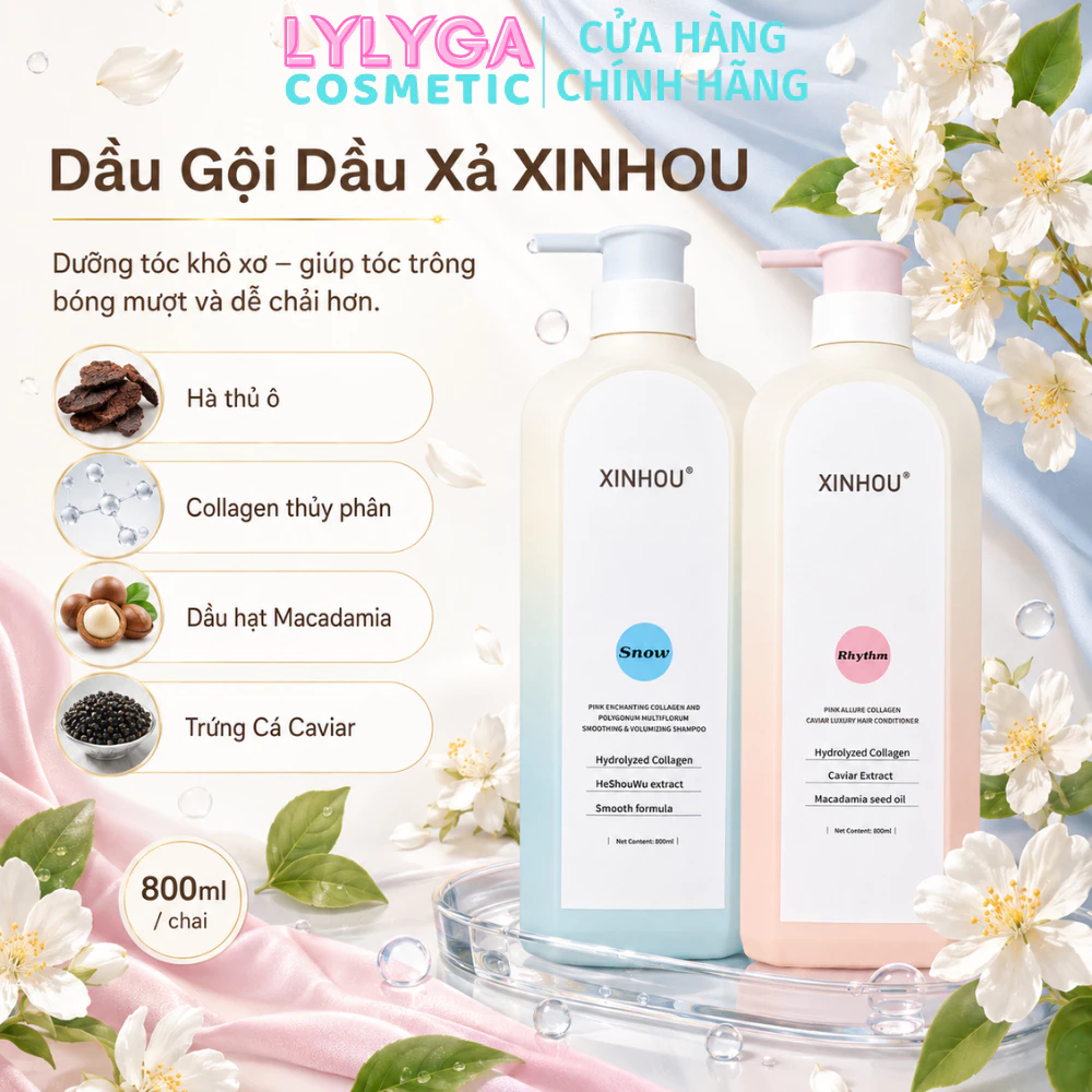 Dầu Gội Dầu Xả Phục Hồi Tóc XINHOU 800ml Chăm Tóc Khô Xơ, Hỗ Trợ Giảm Rối, Giúp Tóc Mềm Mượt Dễ Chải