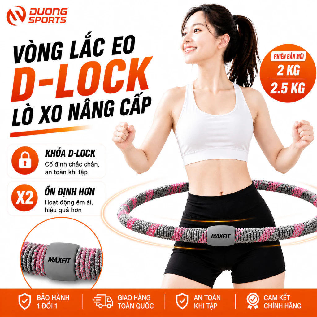 Vòng Lắc Eo Lò Xo Bọc Vải Mềm DƯƠNGSPORT Tập Luyện Tại Nhà Xám 2.5KG