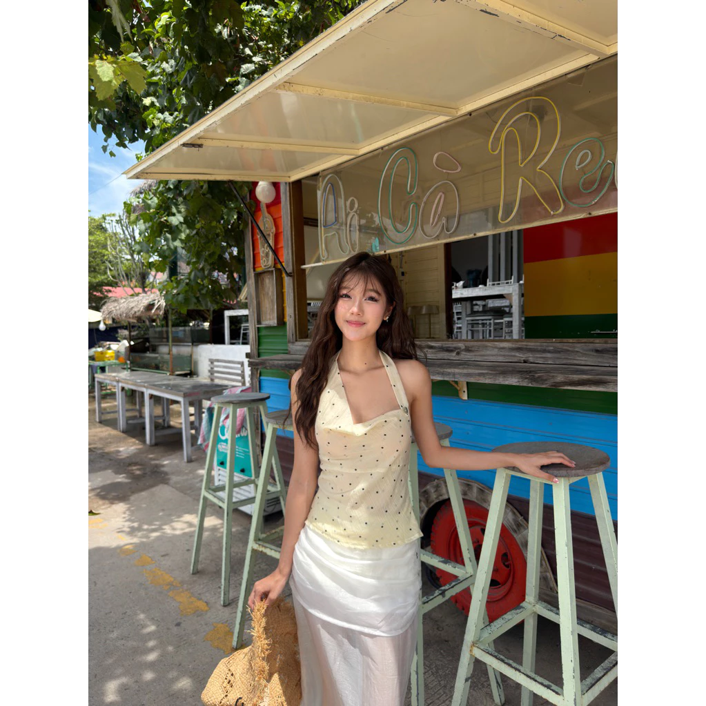 Chân váy gập nhún đính nút dọc bên hông HAZE SKIRT | POV.OFFICIAL