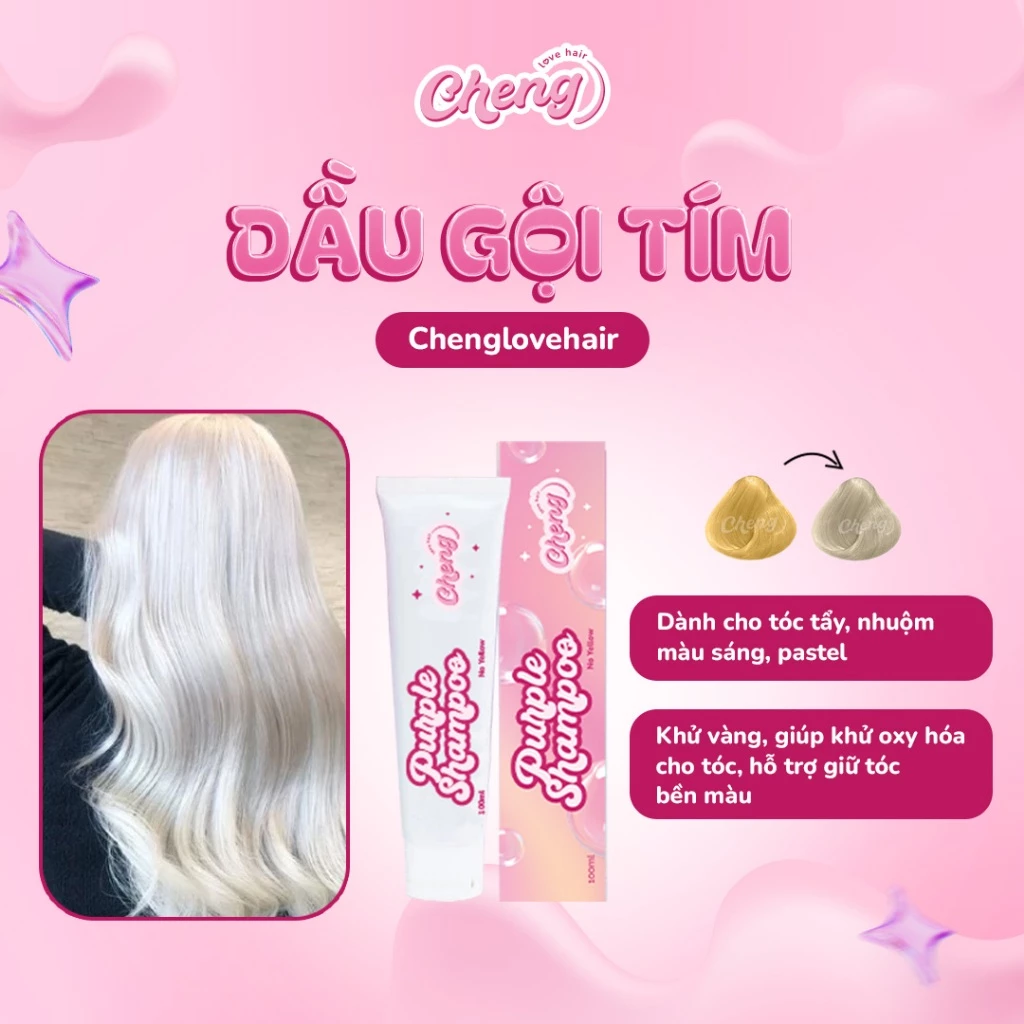 Dầu Gội Tím Khử Vàng, Giữ Màu Cho Tóc Nhuộm Sáng - Phù Hợp Cho Tóc Tẩy | Chenglovehair, Chenglovehairs