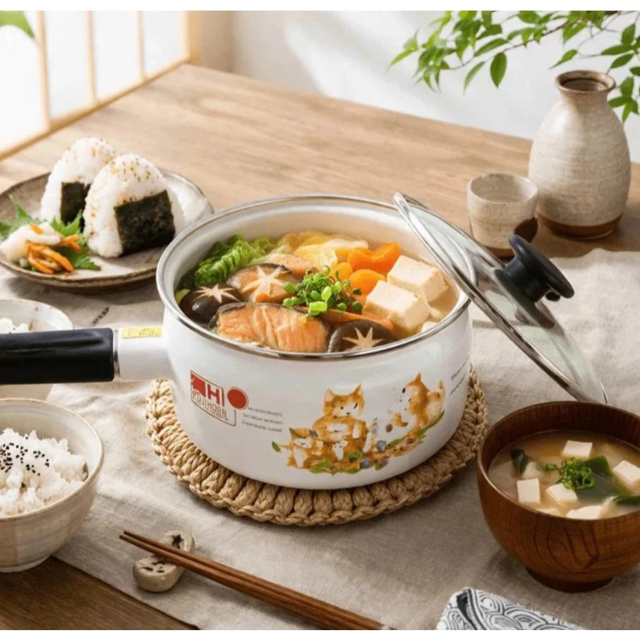 Quánh, Nồi Tay Cầm Tráng Men FUJIHORO 1.8L - Chính Hãng - Made in Thailand