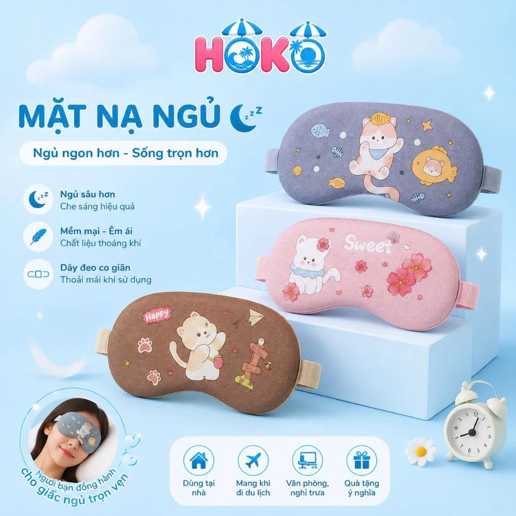 Mặt Nạ Ngủ Che Mắt Cho Nam Và Nữ Tiện Dung Cho Các Bạn Làm Văn Phòng và Đi Du Lịch K8MNN