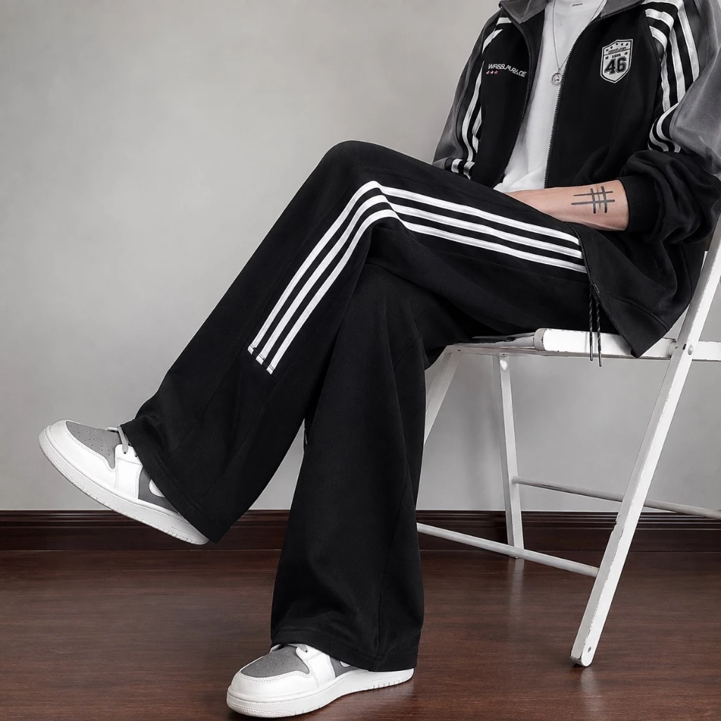 Quần Nỉ Ống Rộng Unisex 2 Da Loại 1 Quần Thể Thao Sọc 3 Line Form Suông Nam Nữ Cao Cấp