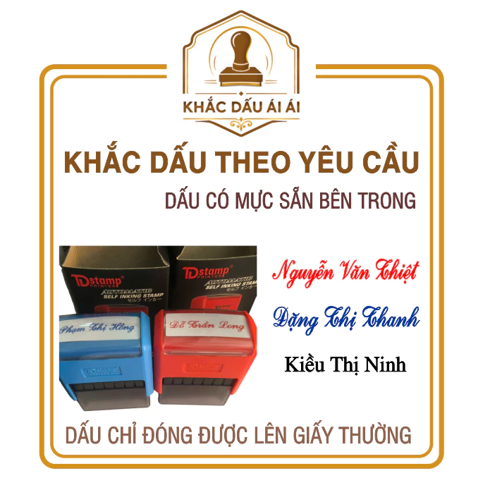 Nhận khắc dấu tên 1 dòng theo yêu cầu TDstamp chính hãng, bền đẹp, sắc nét [BẢO HÀNH MẶT DẤU]