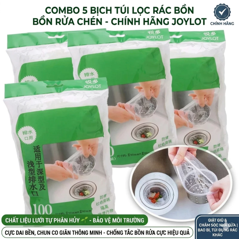 Combo 100 túi lọc rác bồn rửa chén bát, túi lưới lọc rác chậu rửa bát, bọc đựng rác bồn rửa bát