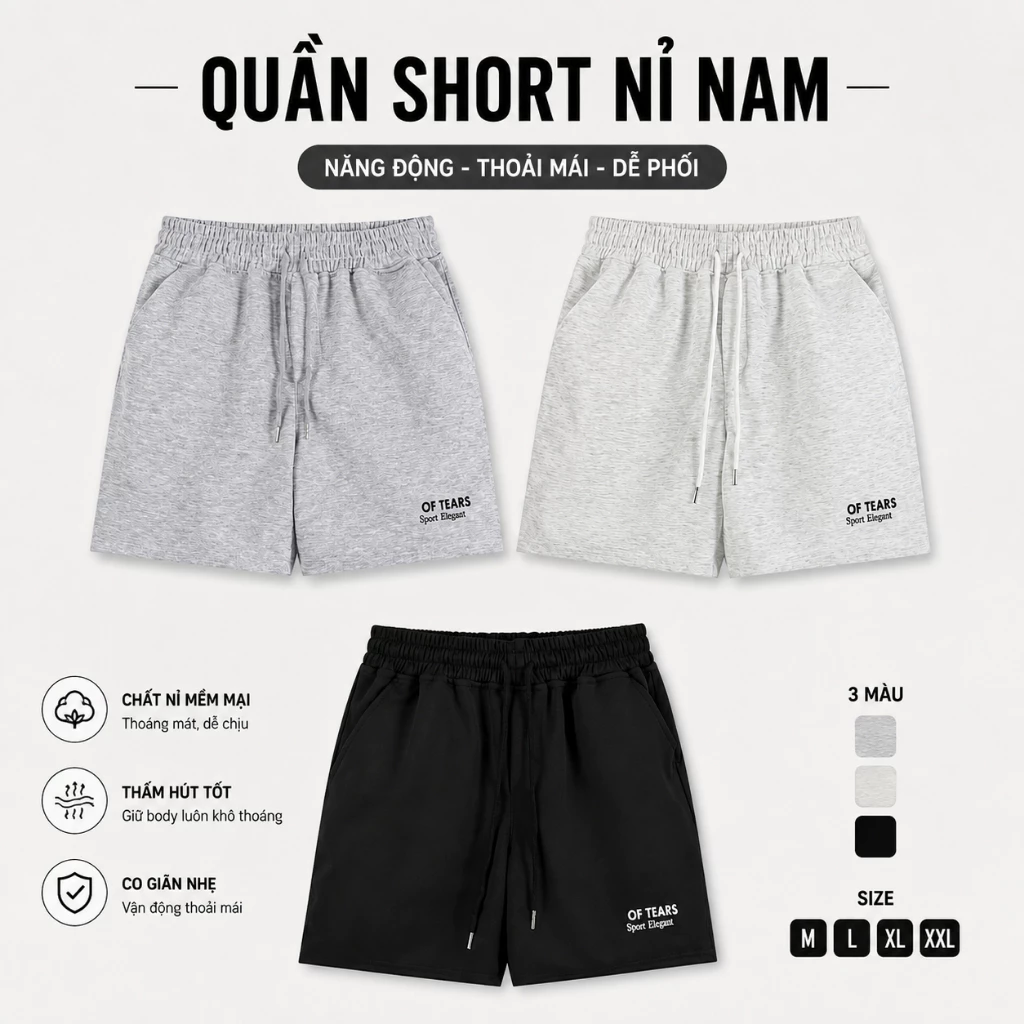 QUẦN SHORT NỈ Unisex Nam Chất cotton không xù  – MẶC MÁT, FORM ĐẸP, DỄ PHỐI ĐỒ