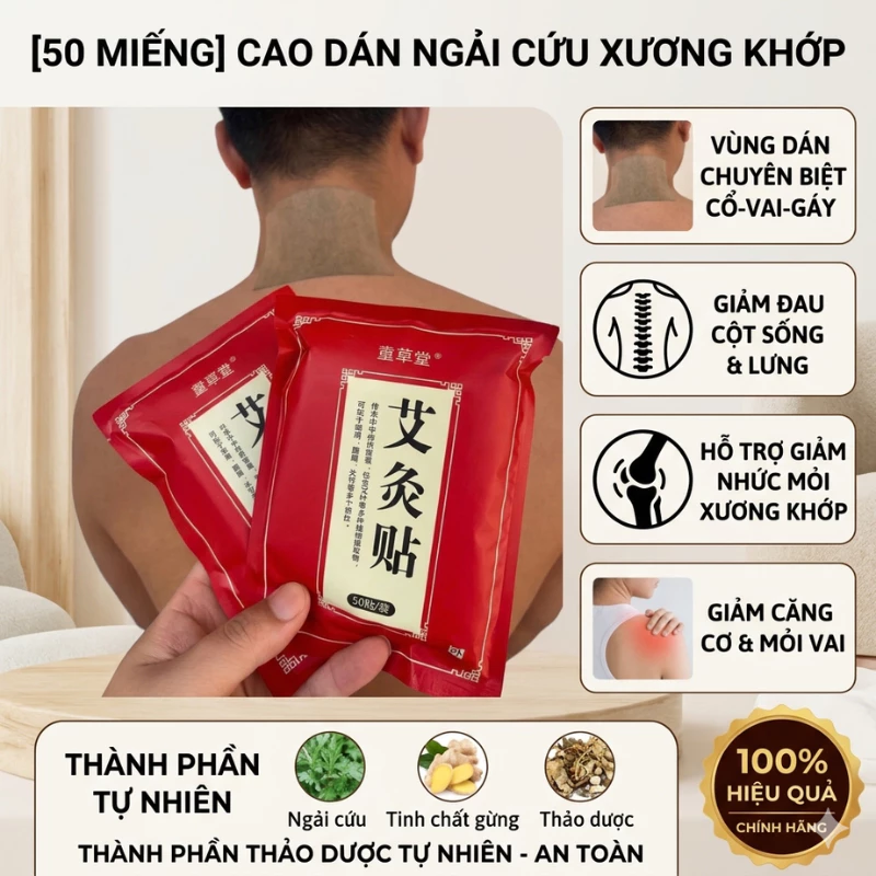 [50 Miếng] Dán Giảm Đau Xương Khớp Đông Y Cao Dán Ngải Cứu Giảm Nhức Mỏi Vai Gáy Cột Sống Lưng
