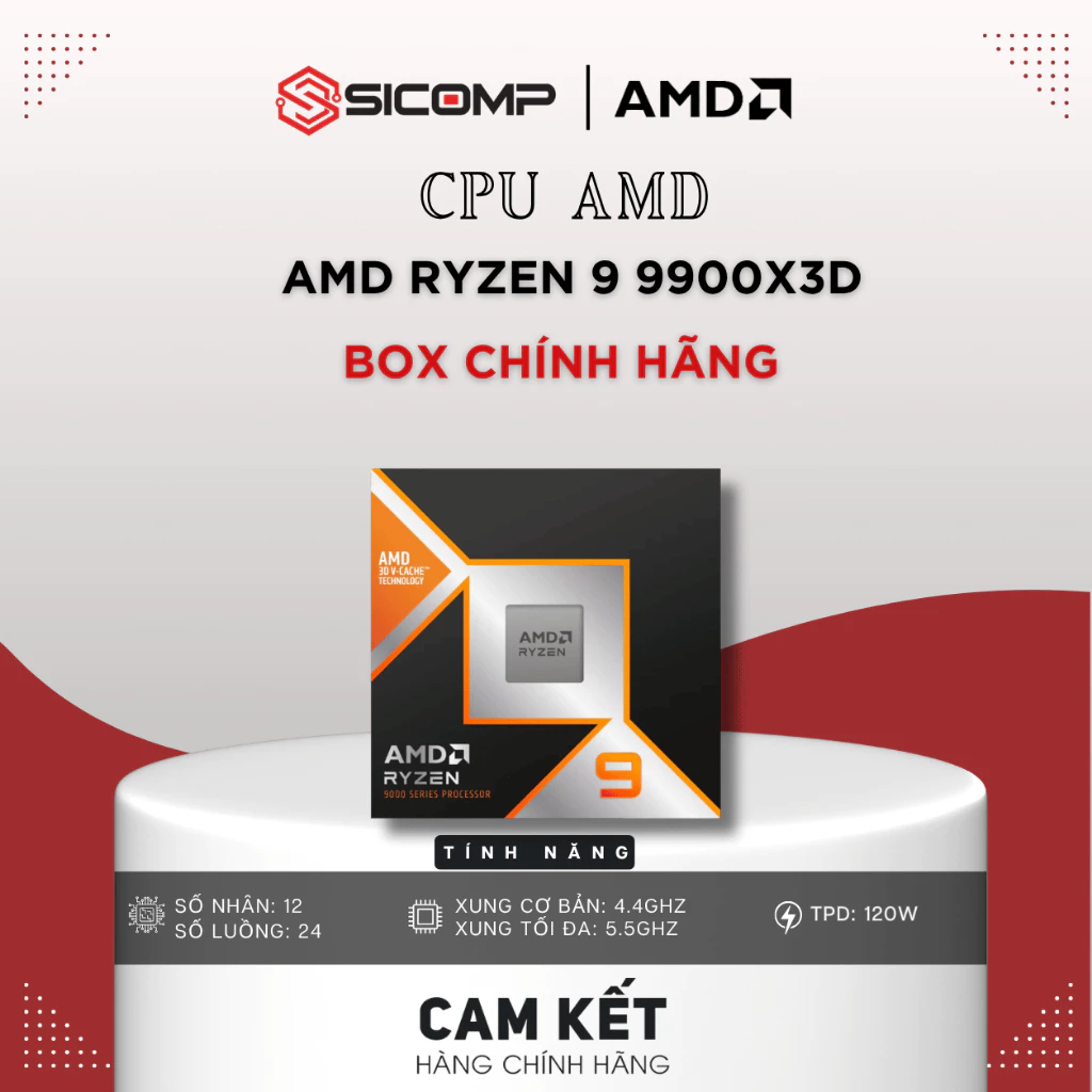 [FULL VAT] CPU AMD 9900X3D BOX CHÍNH HÃNG, BH 36 THÁNG