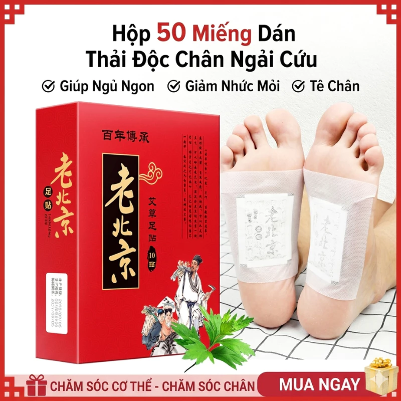 Miếng dán thải độc chân Ông Lão Bắc Kinh Hộp 50 miếng