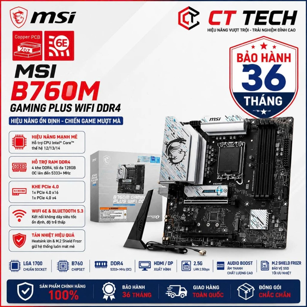 Bo Mạch Chủ MSI B760M GAMING PLUS WIFI DDR4