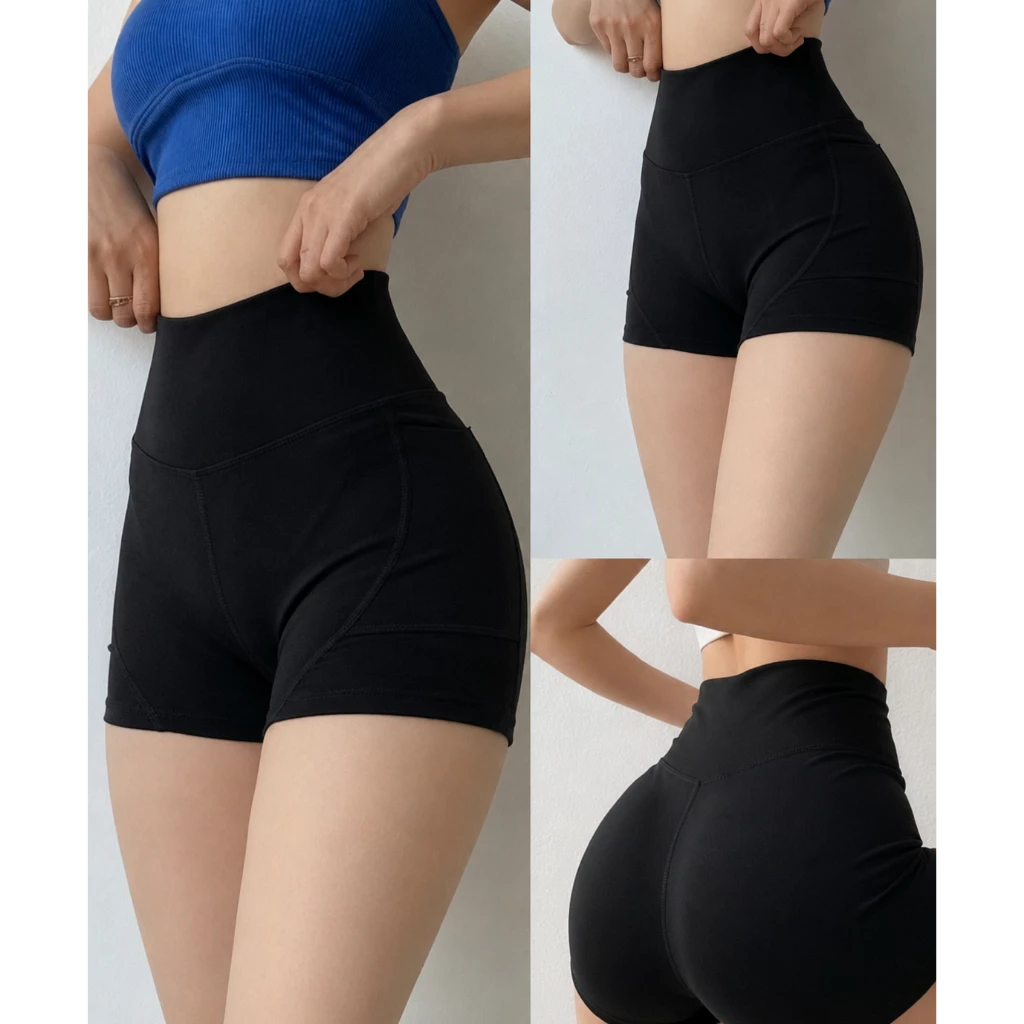 Quần đùi thun thể thao nữ , quần ngắn tập gym có túi vải cao cấp co giãn 4 chiều thoáng mát