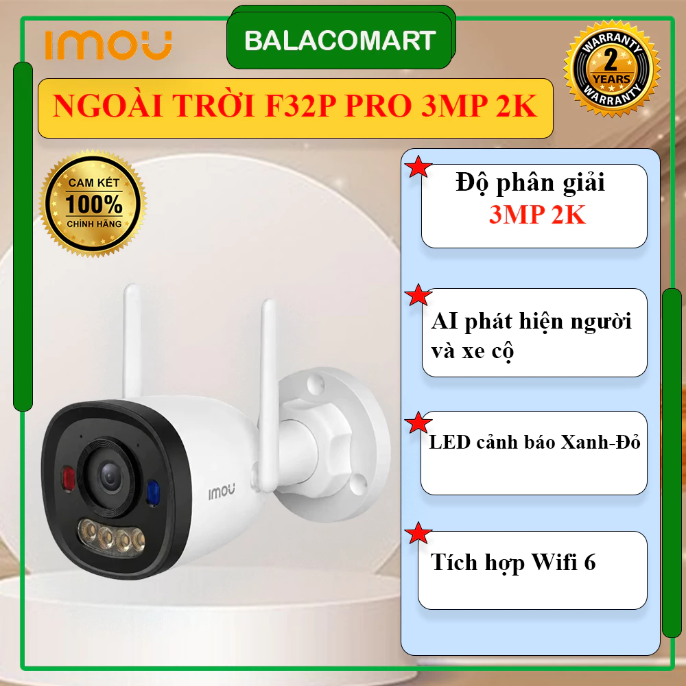 Camera ngoài trời imou  F32P Pro 3MP cố định góc rộng không đèn led chính hãng