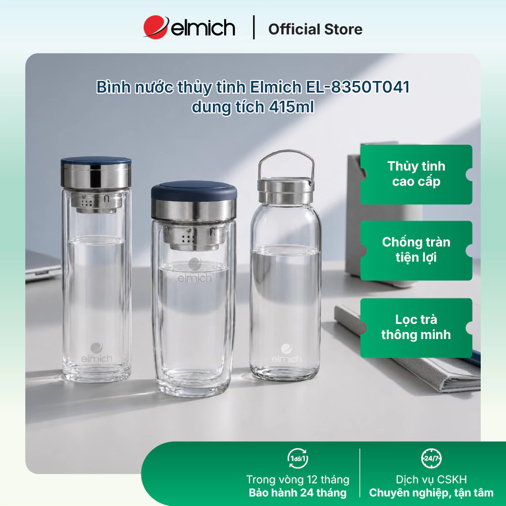 Bình nước thủy tinh Elmich EL-8350 dung tích 415/520/1.1L
