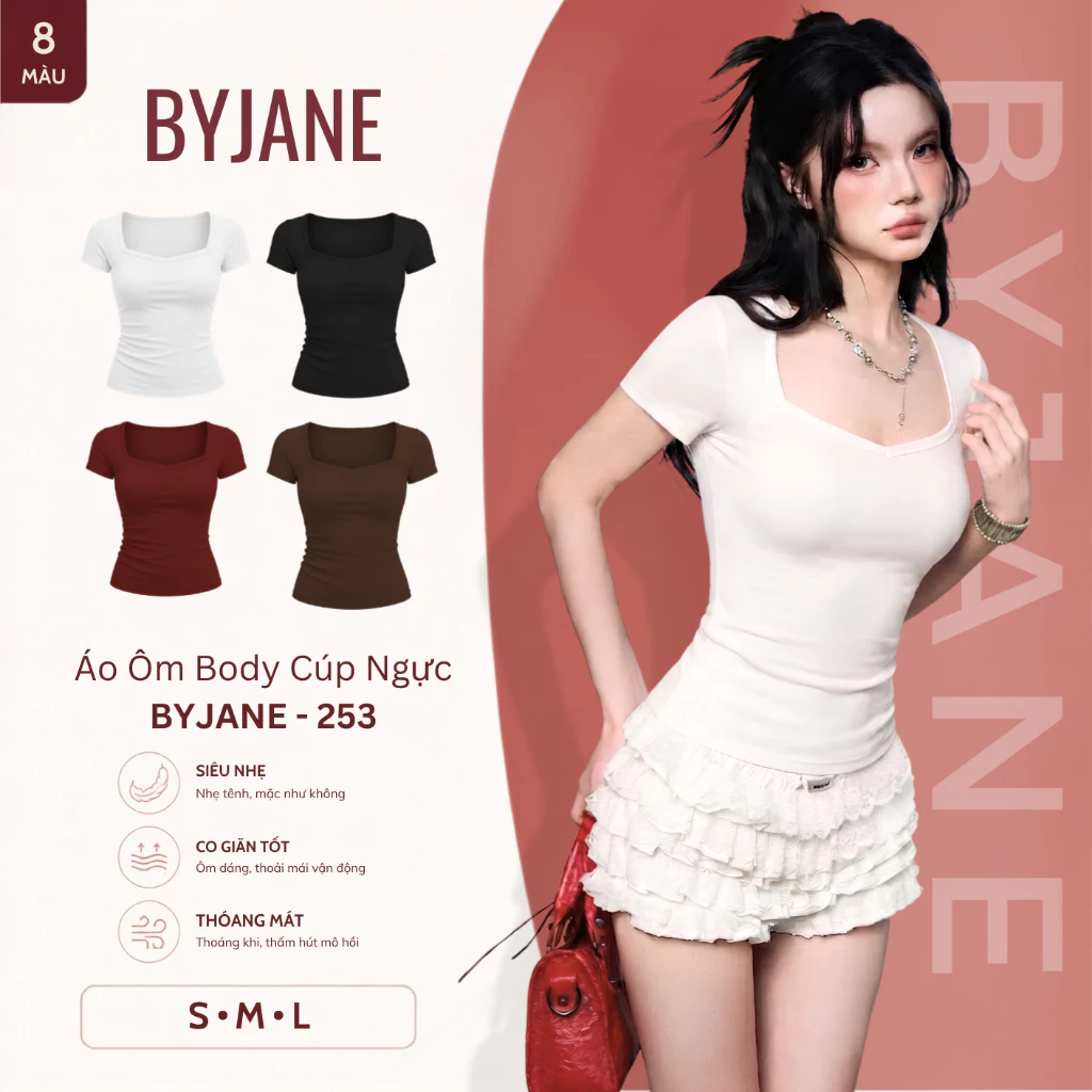 [ MÀU MỚI ] Áo Body Cúp Ngực Chất Thun Mịn Co Dãn 4 Chiều BYJANE - 253