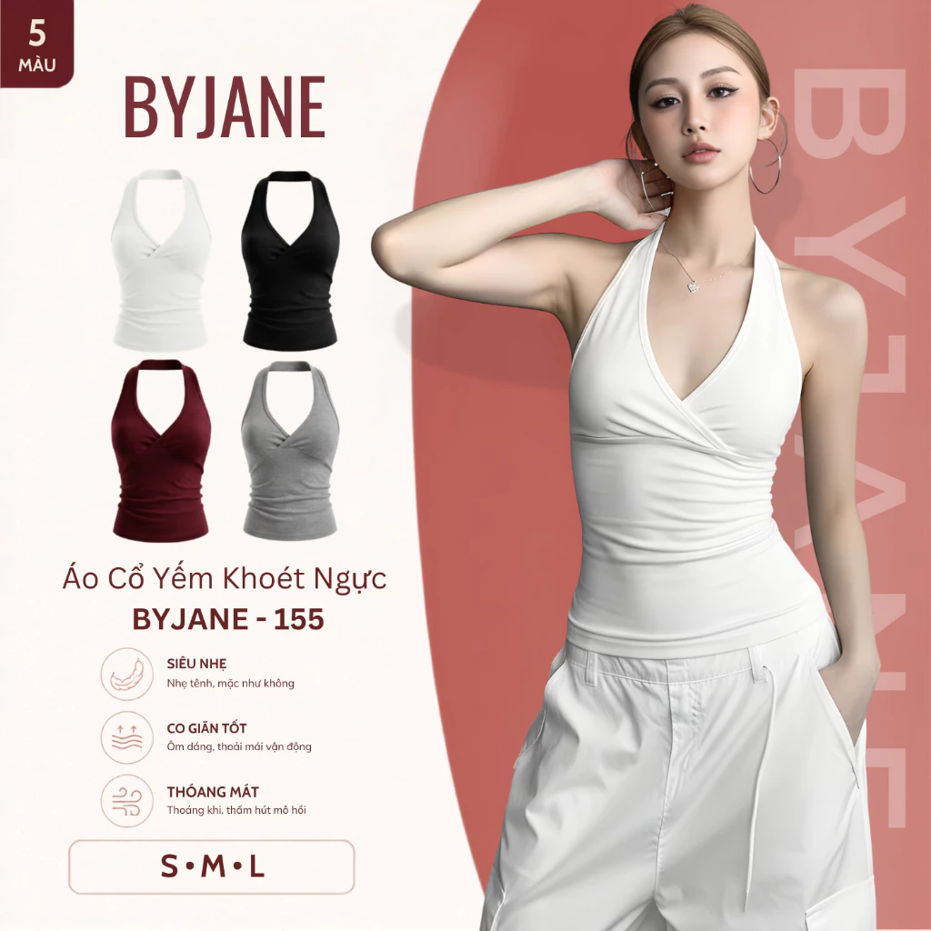 Áo Thun Cổ Yếm Nữ Co Giãn Ôm Body, Áo Cổ Yếm Tôn Dáng Co Dãn 4 Chiều BYJANE - 155
